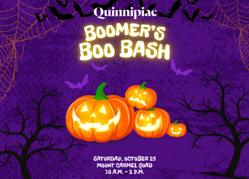 Graphic of glowing jack-o-lanterns and Boomer's Boo Bash